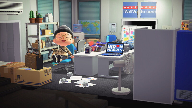 Redakteur David hat mit seiner Animal-Crossing-Figur Bidens Insel besucht und dort das virtuelle Wahlkampfbüro des 77-Jährigen besichtigt.