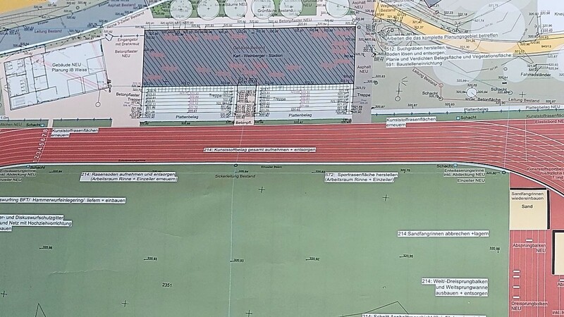 Dieser Plan zeigt das neue Gebäude, das links neben das bestehende gebaut wird.