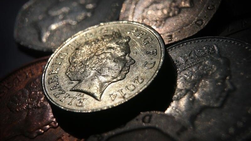 Britische Pence und eine Ein-Pfund-Münze.