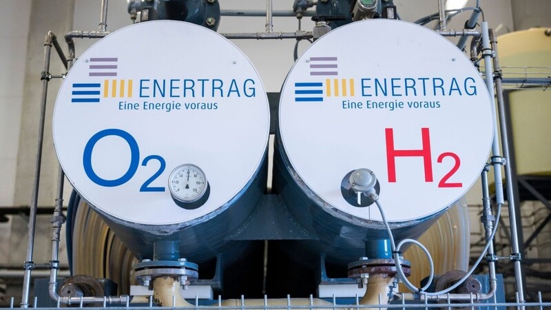 Auf dem Gelände des Energieunternehmens Enertrag im brandenburgischen Prenzlau wird Wasserstoff hergestellt.