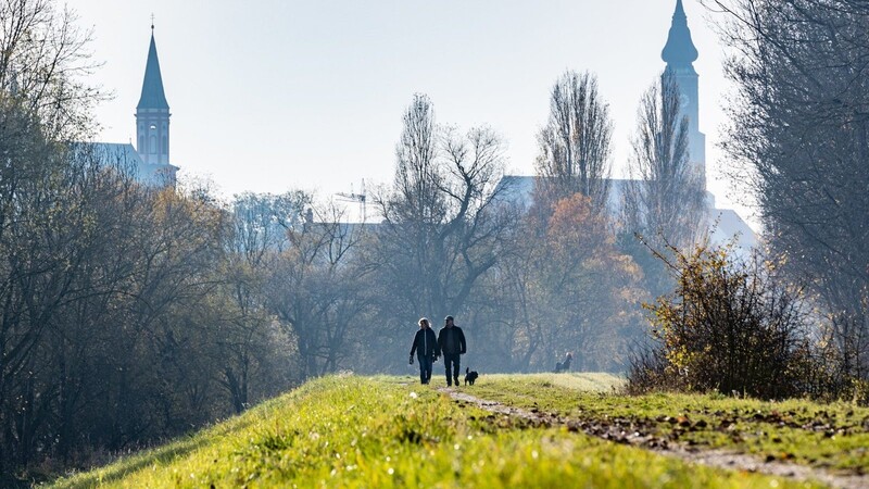 Spaziergänger sind auf einem Donaudamm vor der Karmelitenkirche (l) und der Basilika St. Jakob unterwegs. Für die Stadt soll im Jahr 2022 ein aktualisierter qualifizierter Mietspiegel erscheinen.
