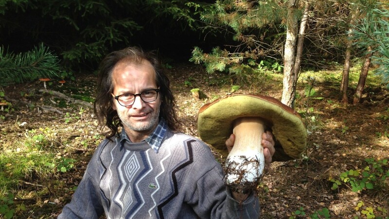 Stolz präsentiert Pavol Novotny den riesigen Steinpilz, den er am Samstag in einem Waldstück bei Mirskofen im Landkreis Landshut entdeckt hat.