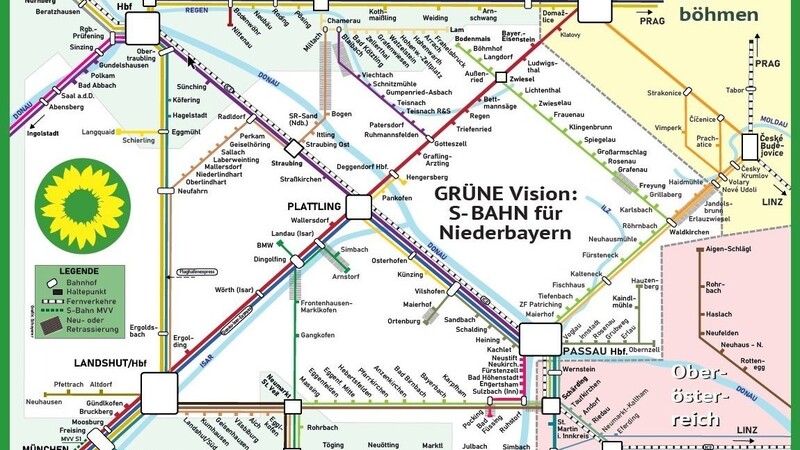 Toni Schuberls Vorschlag für ein niederbayerisches S-Bahn-Netz.