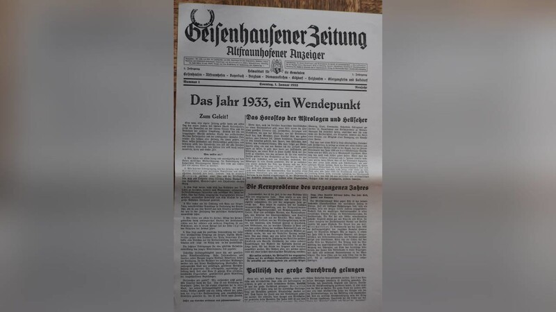 So sah die erste Ausgabe der "Geisenhausener Zeitung" vom 1. Januar 1933 aus.