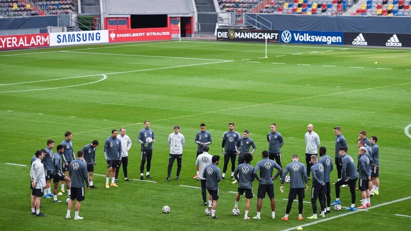 Das DFB-Team beim Training in Düsseldorf.