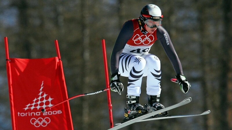 Monika Bergmann bei der Abfahrt in San Sicario bei den Olympischen Winterspielen 2006.