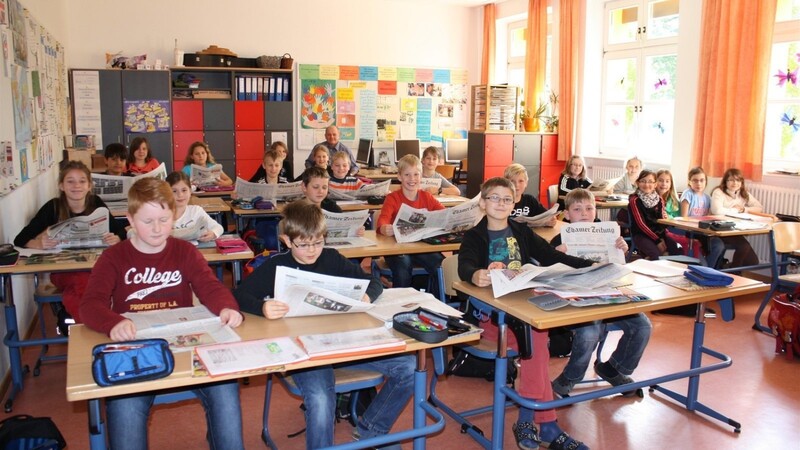 Viel Spaß hatten die Viertklässler der Grundschule Untertraubenbach beim Besuch von Redakteurin Kerstin Weinzierl.