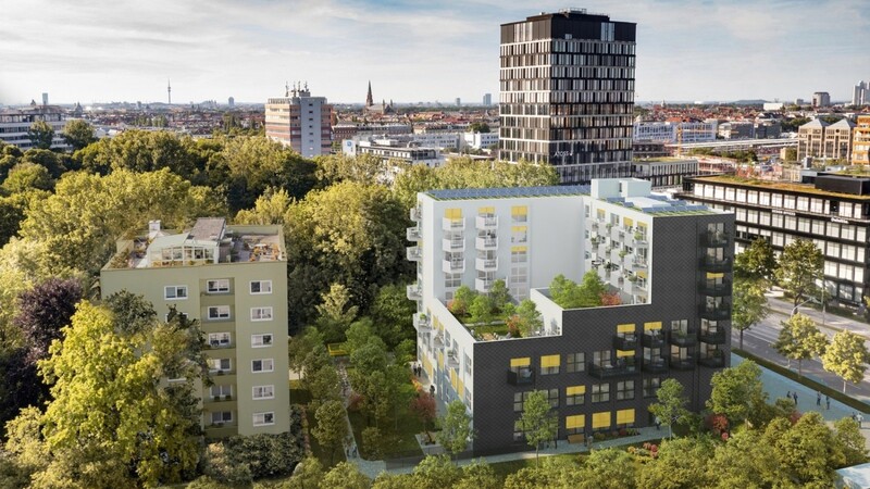 Außergewöhnlich in Form und Farbe: Der Entwurf für das Wohn- und Bürohaus in der Rosenheimer Straße 124. Sieben Einheiten werden Sozialwohnungen sein.