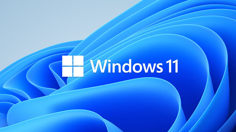 Das Windows 11-Logo mit blauem Hintergrund. Microsoft hat nach sechs Jahren eine neue Generation seines PC-Betriebssystems Windows vorgestellt.