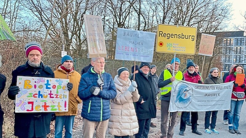 Rund 50 Personen fanden sich am Dienstag zur Protestaktion im Regensburger Westen ein.