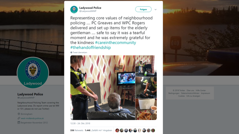 Die Polizei aus Ladywood bei Birmingham zeigt auf Twitter, wie Nachbarschaftshilfe funktioniert.