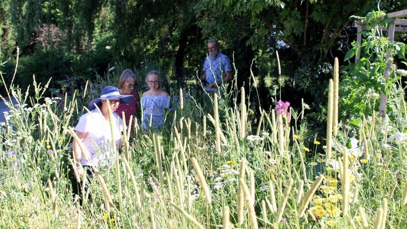 Ein Stück wilde Blumenwiese präsentierte Linda Langer beim Rundgang mit ihrer Tochter Mathilda den Prüfern.