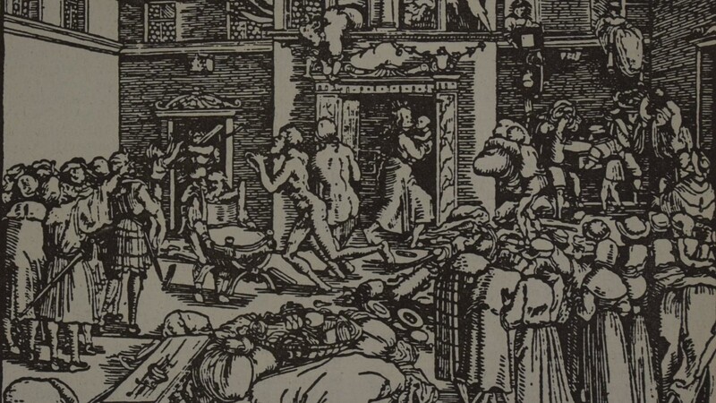 Ein Holzschnitt "Vom Brand" aus dem Jahre 1523 dokumentiert die Hilflosigkeit der Mesnchen vor dem Feuer. Eine Mutter bringt ihr Kind in Sicherheit, zwei Alte retten das nackte Leben. Im Hof stapeln sich Küchengeräte, Wäschebündel und andere Kostbarkeiten. Die Zuschauer gaffen und kommentieren. Ein Bild der Hilflosigkeit und Verzweiflung. Und daran hat sich bis heute nichts geändert.
