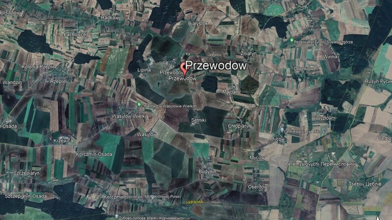 Die Google-Earth-Luftaufnahme zeigt die Region um den Ort Przewodow in Polen nahe der Grenze zur Ukraine (rechts).