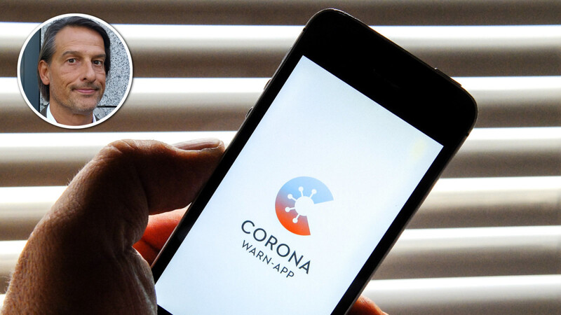 Auf einem iPhone ist der Startbildschirm einer Corona-Warn-App abgebildet.