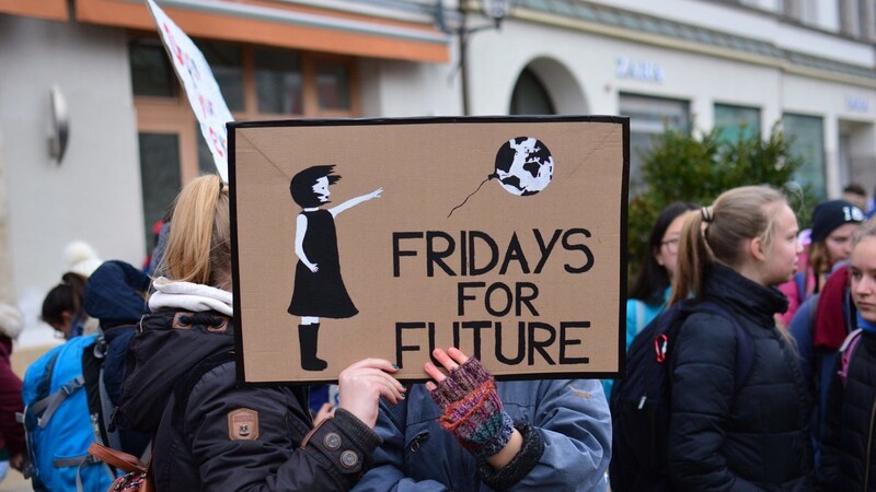 Ein Plakat von der "Fridays For Future"-Demonstration in Regensburg.