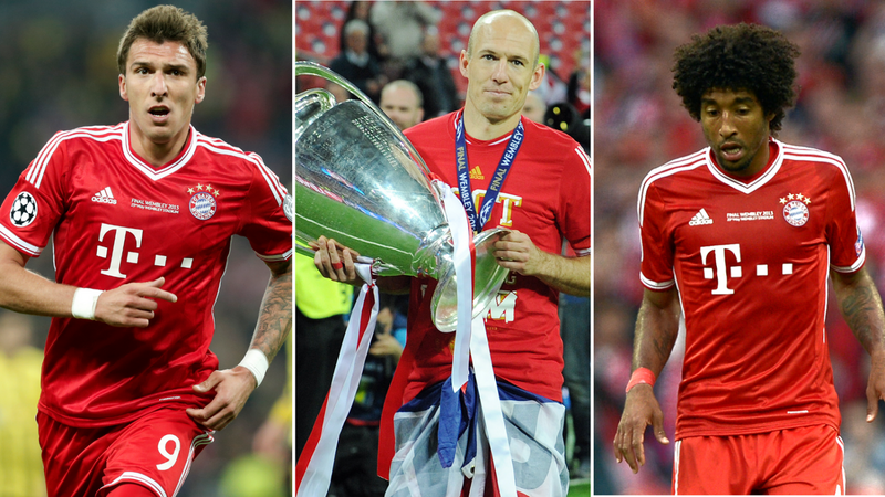 Mandzukic, Robben und Dante (v.l.) spielten im Champions-League-Finale 2013 alle wichtige Rollen. Heute ist keiner von ihnen mehr beim FC Bayern. Die AZ zeigt, wie es der Startelf aus dem Finale von Wembley heute ergeht.