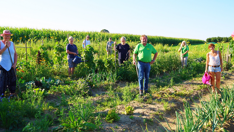 Mitglieder des Gartenbauvereins bewirtschafteten ein Stück Feld am Ortsrand.
