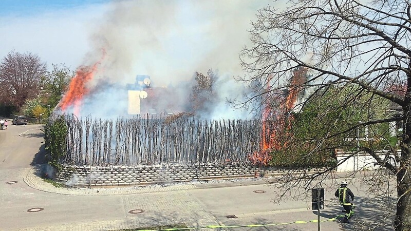 Meterhoch schlugen die Flammen aus der Hecke. Die Feuerwehren konnten verhindern, dass sie auf das Wohnhaus in Vilsheim übergreifen.