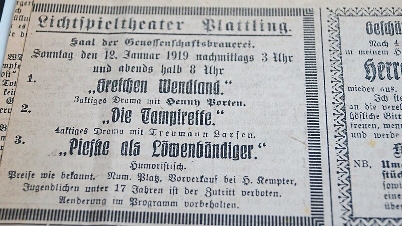 Erinnerungsanzeige im Isar-Boten im Januar 1919.