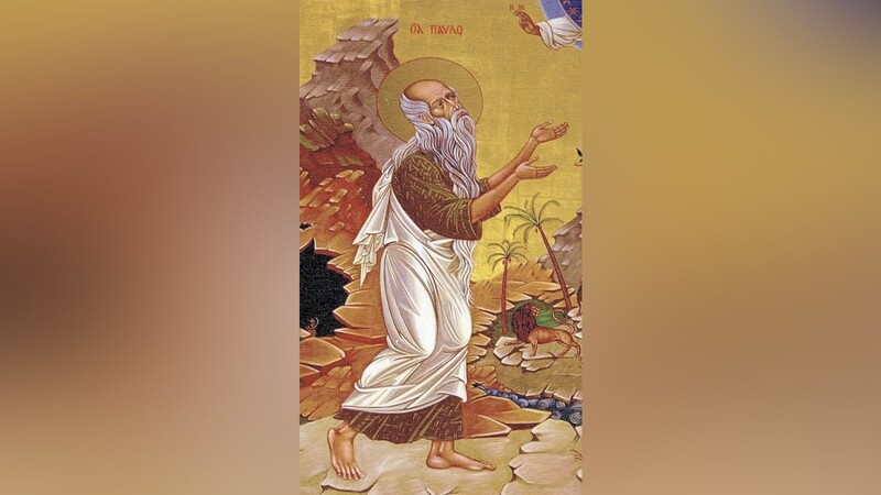Diese Ikone zeigt den heiligen Paulus, den Schutzpatron des Paulinerordens. Er war der erste Einsiedler der Kirchengeschichte aus Theben in Oberägypten. Sein Namensfest ist am 15. Januar.