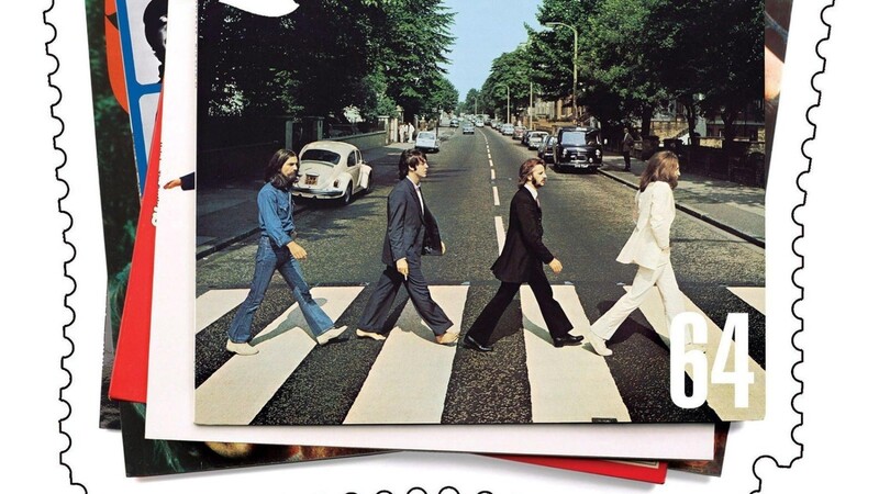 Eine Sonderbriefmarke der britischen Post zeigt das berühmte Plattencover von "Abbey Road"