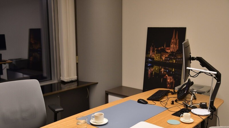 Eine Delegation aus der Heimat hat Christian Doleschal vor Kurzem ein kleines Stück Regensburg für sein Brüsseler Büro gebracht.