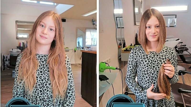 Vorher und nachher: Luisa Szabo ist glücklich, dass sie den Schritt gewagt hat: Dank ihrer Haarspende kann einem anderen Kind wieder Lebensfreude inform einer Perücke geschenkt werden.