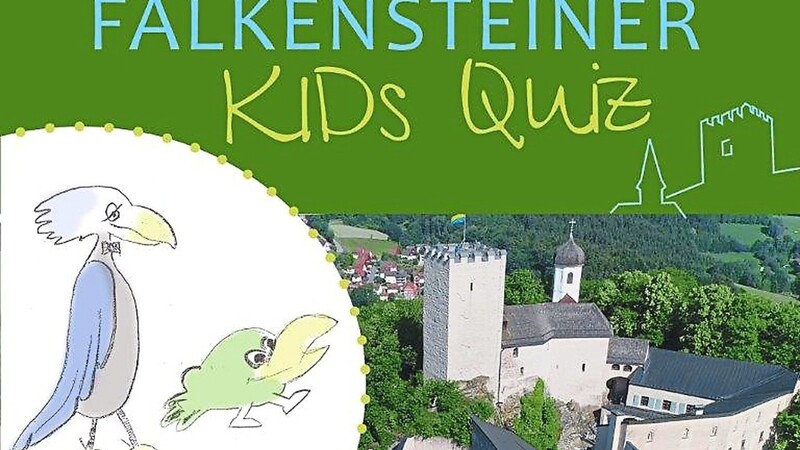 Der Flyer des Falkensteiner Kids Quiz, bei dem Kinder spielerisch den Markt, seine Historie und seine Attraktionen kennenlernen können.