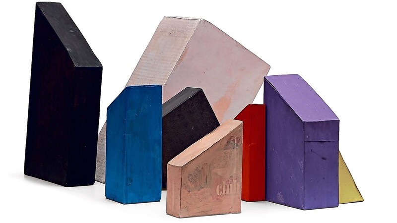 Das "Ensemble aus acht farbigen Baukörpern", 1978, wohl ein Modell, zeigt die strenge Abstraktion. Der SED war Hermann Glöckner zu formalistisch