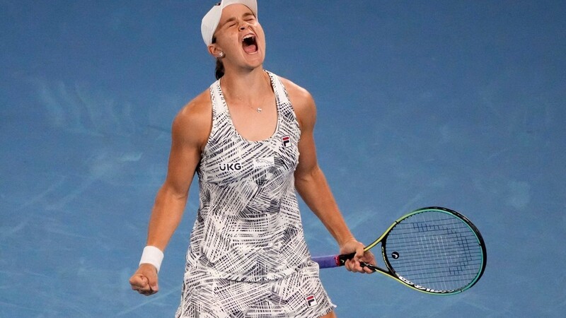 Ashleigh Barty schreit ihre Erleichterung und Freude nach ihrem Sieg bei den Australian Open heraus.