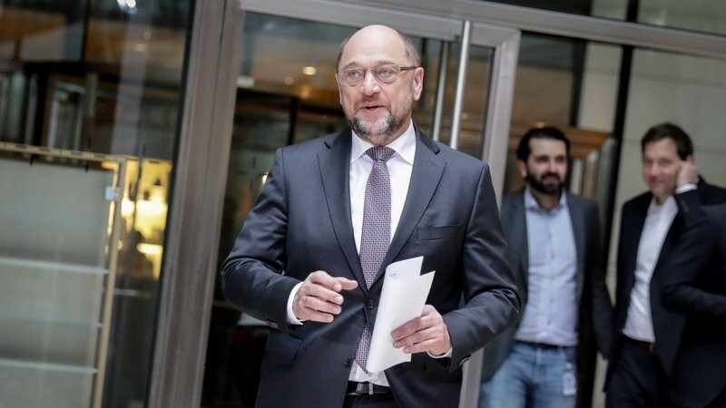 Der SPD-Vorsitzende Martin Schulz kommt am 01.12.2017 in Berlin im Willy-Brandt-Haus zum Presse-Statement.