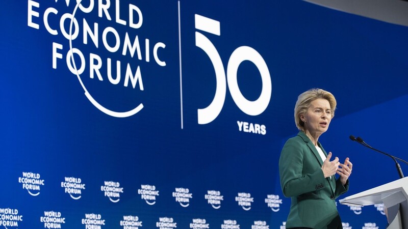 EU-Kommissionspräsidentin Ursula von der Leyen beim letztjährigen Weltwirtschaftsforum in Davos. Heuer wird die Tagung aufgrund der Corona-Pandemie nur digital stattfinden.