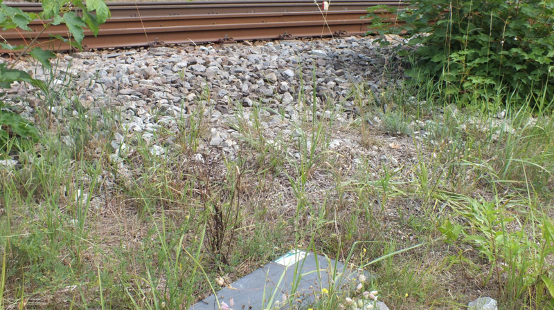 Diese Keramikplatte haben Unbekannte auf die Gleise bei Abensberg im Kreis Kelheim gelegt.