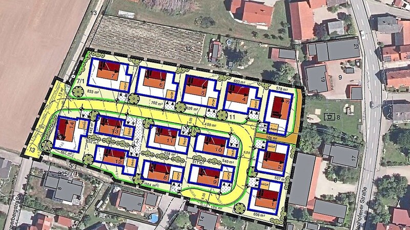 Neue Bauplätze für zwölf Einfamilienhäuser und zwei Doppelhäuser entstehen westlich der Ortsdurchfahrt im Mainburger Stadtteil Meilenhofen.