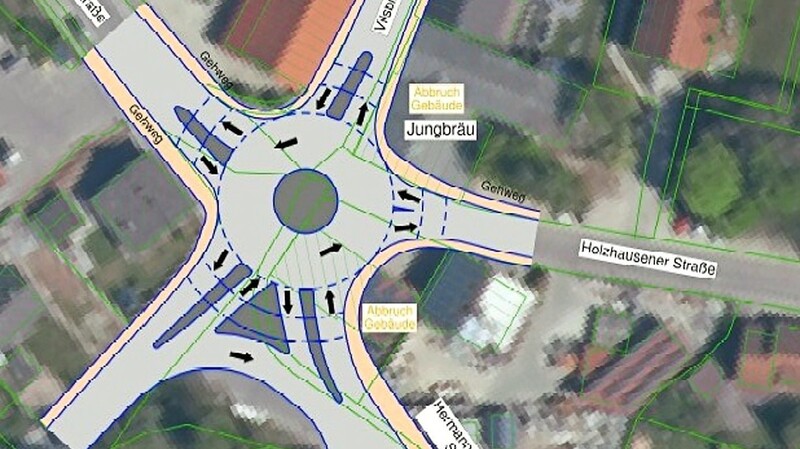 In etwa so könnte der Kreisverkehr an der jetzigen Jungbräu-Kurve einmal aussehen.