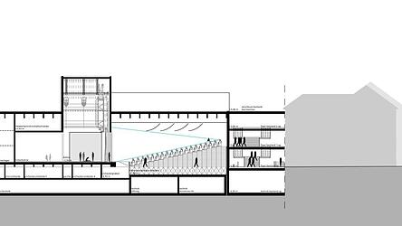 Der Zuschauerraum des Theatersaals kann f&uuml;r Bankette und Tagungen hydraulisch abgeneigt werden.