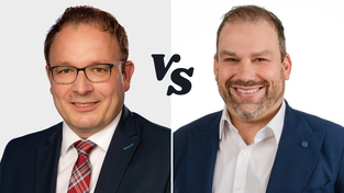Am 12. Februar treffen die beiden Bürgermeisterkandidaten beim Politik-Derby aufeinander. Am 12. Februar treffen die beiden Bürgermeisterkandidaten beim Politik-Derby aufeinander.