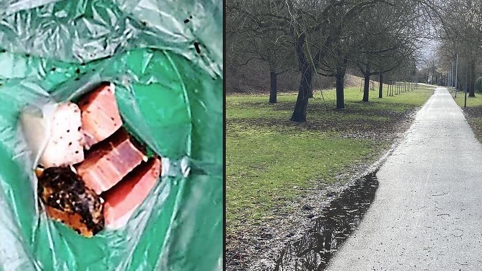Ende Februar wurden auf der bei Spaziergängern beliebten „Hundewiese“ (rechts) twa 30 verdächtige Fleischbrocken entdeckt und von der Polizei sichergestellt. Ende Februar wurden auf der bei Spaziergängern beliebten „Hundewiese“ (rechts) twa 30 verdächtige Fleischbrocken entdeckt und von der Polizei sichergestellt.