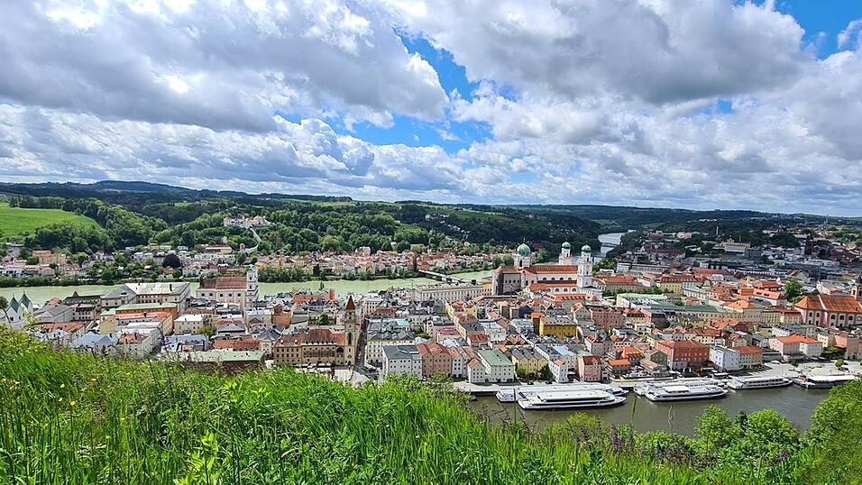 Die Aussicht &uuml;ber Passau von der Veste Oberhaus.