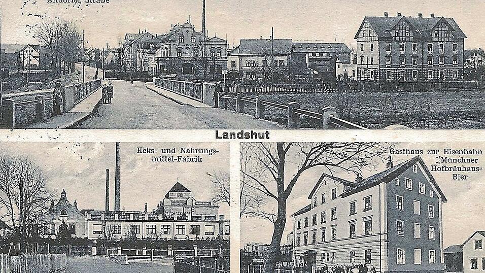 Hans Besl stellt in der Sparkasse am Bischof-Sailer-Platz 70 Fotos aus seiner reichhaltigen Sammlung aus: Die Postkarte zeigt unter anderem die Altdorfer Stra&szlig;e um das Jahr 1932.