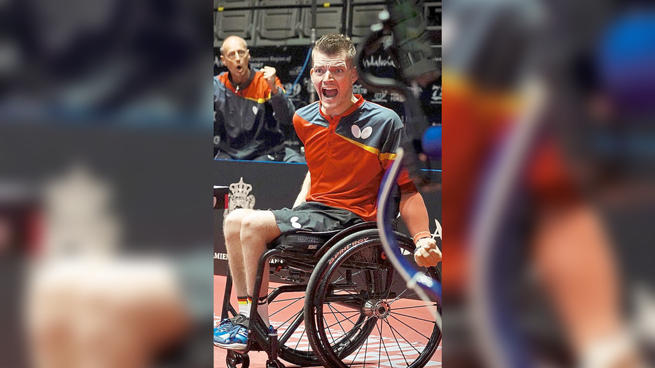 So sieht pure Freude aus: Thomas Schmidberger bei der Para-Tischtennis-WM in Granada. So sieht pure Freude aus: Thomas Schmidberger bei der Para-Tischtennis-WM in Granada.