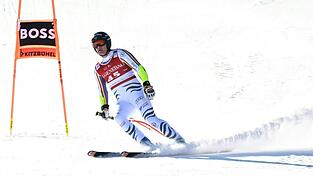 Routinier Romed Baumann scheidet im Super-G von Kitzb&uuml;hel aus.