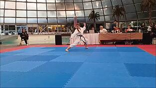 Salome hat die Juroren bei der Weltmeisterschaft in den Bereichen Kata und Hard Style beeindruckt. Salome hat die Juroren bei der Weltmeisterschaft in den Bereichen Kata und Hard Style beeindruckt.