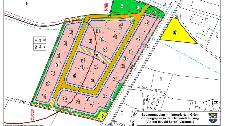 Der Bebauungsplan 'An der Brückl Seign' Variante 2. Der Bebauungsplan 'An der Brückl Seign' Variante 2.