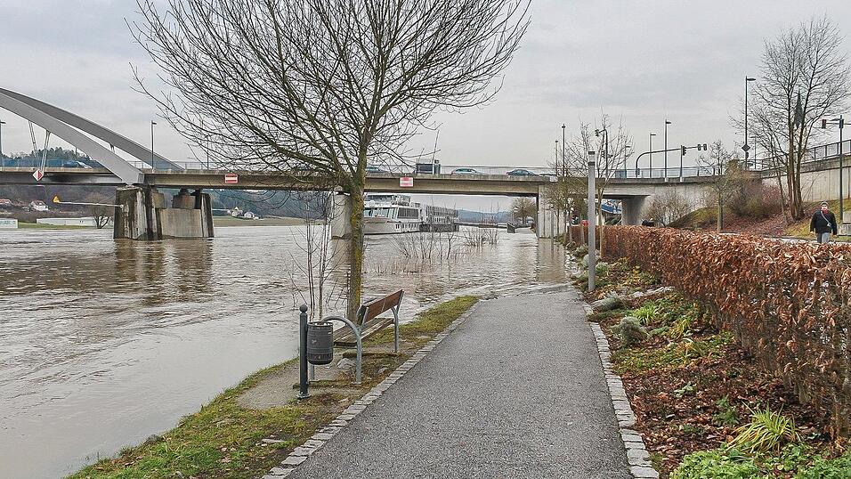Auch in Vilshofen stieg die Donau &uuml;ber die Ufer.