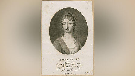 Ernestine Gr&auml;fin von Montgelas, geb. Gr&auml;fin von Arco. Kupferstich von Carl Ernst Christoph Hess 1811