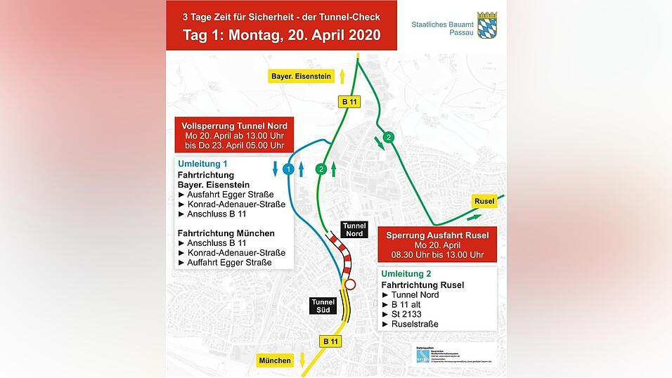 Die Tunnel-Sperrung wird anhand einer &Uuml;bersichtskarte deutlich.