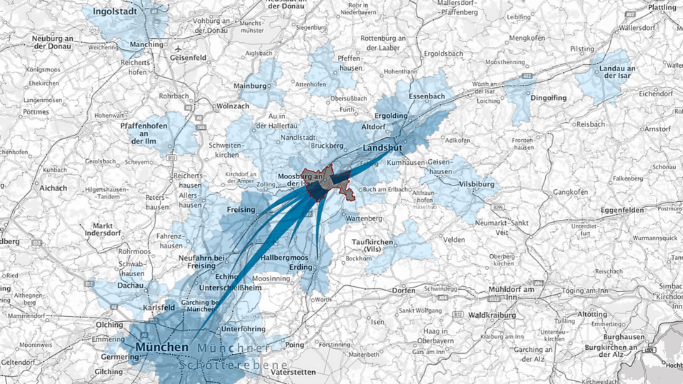 Die Auspendlerströme im Überblick: Die meisten Moosburger Pendler arbeiten in München, Freising und Landshut. Die Auspendlerströme im Überblick: Die meisten Moosburger Pendler arbeiten in München, Freising und Landshut.