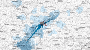Die Auspendlerströme im Überblick: Die meisten Moosburger Pendler arbeiten in München, Freising und Landshut.